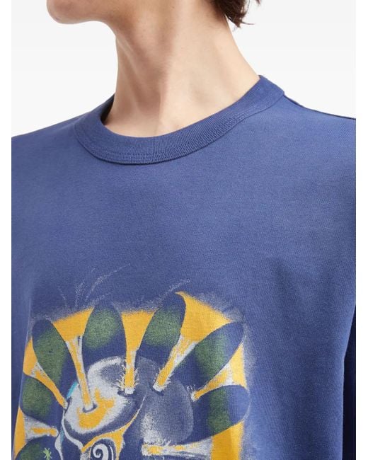 ERL Blue Graphic Print T-Shirt for men