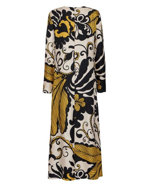 LaDoubleJ Black Graphic-Print Silk Midi Dress