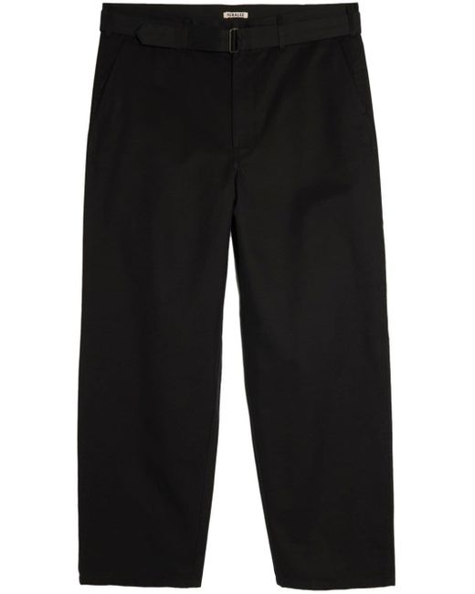 Auralee Black Belted Silk Trousers for men
