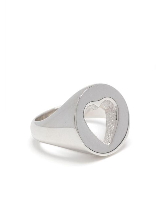 Bleue Burnham White Sterling Silver Heart Cut-out Ring for men