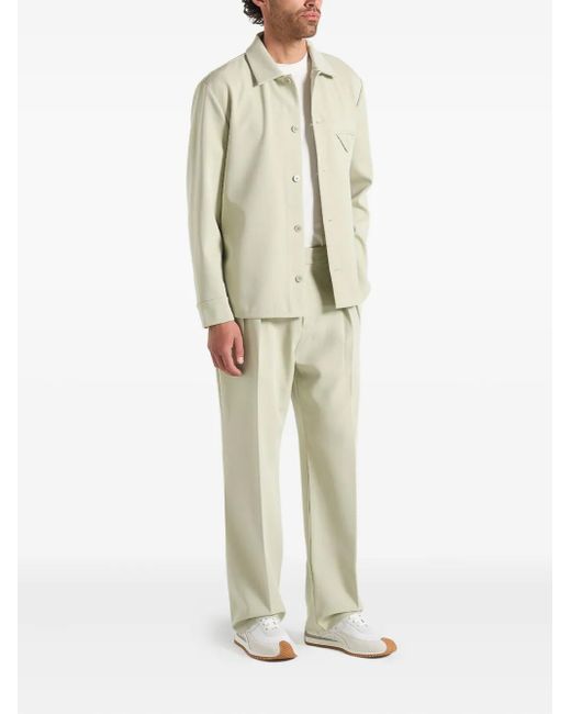 Manière De Voir Green Pierre Hatched Pleated Tailored Trousers for men