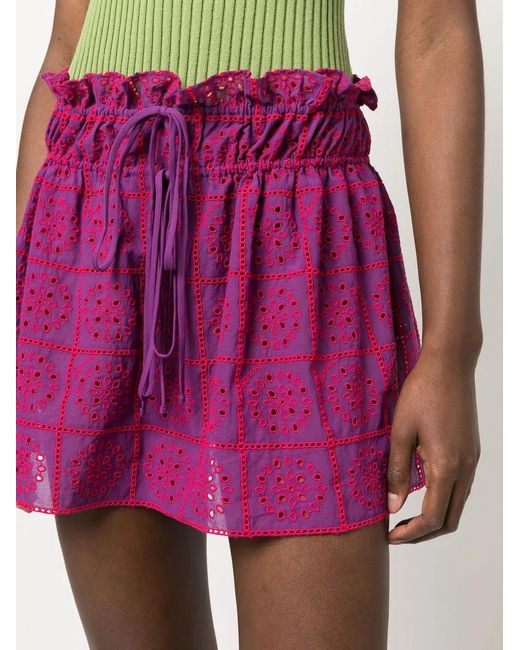 Ganni Purple Broderie Anglaise Organic Cotton Miniskirt