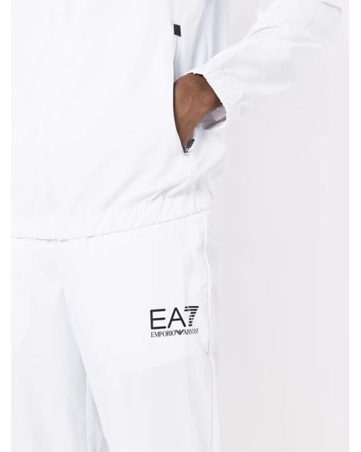 EA7 White Logo-Print Tracksuit for men