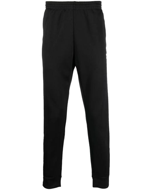 Adidas Black Embroidered-Logo Tapered Track Pants for men