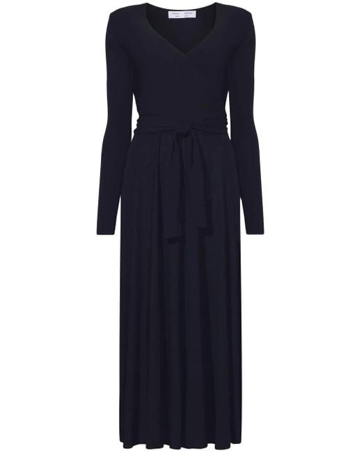 Proenza Schouler Blue Knot-Detail V-Neck Dress
