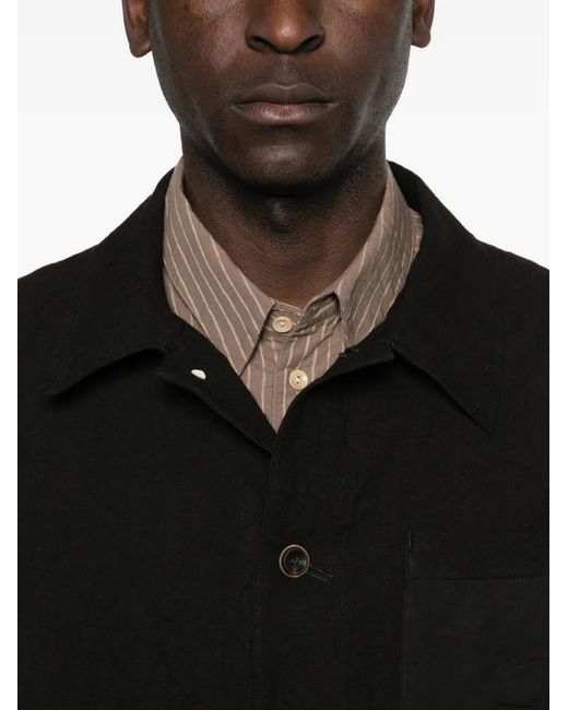 Individual Sentiments Black Chemise À Boutonnière Et Poches Plaquées for men