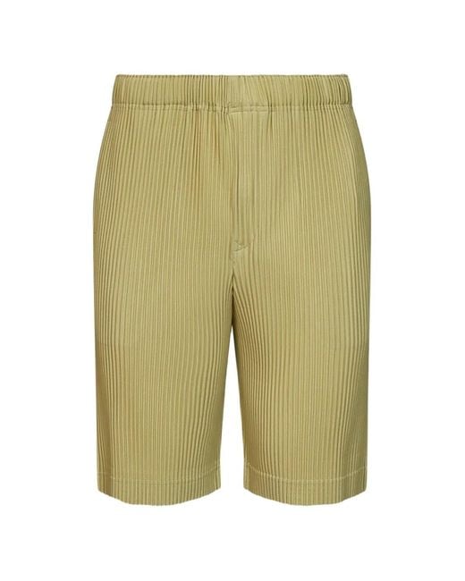 Homme Plissé Issey Miyake Green Pleated Shorts for men