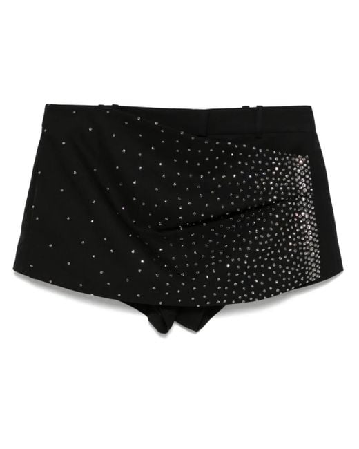 The Attico Black Rhinestone-Embellished Shorts