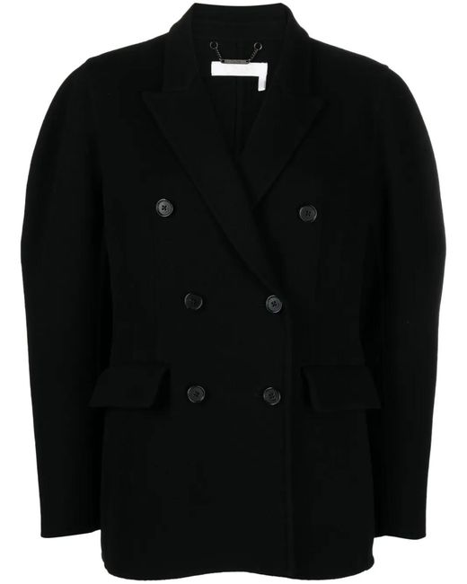 Double-Breasted Wool-Blend Jacket di Chloé in Black