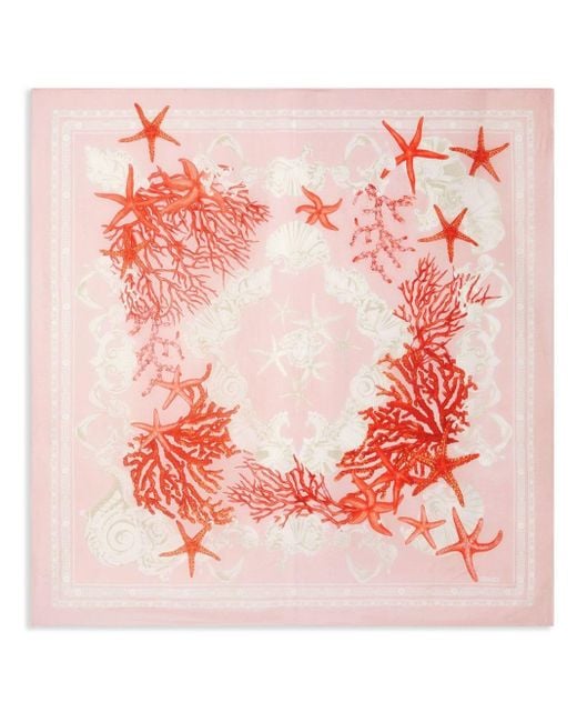 Versace Stars-print Silk Scarf Pink