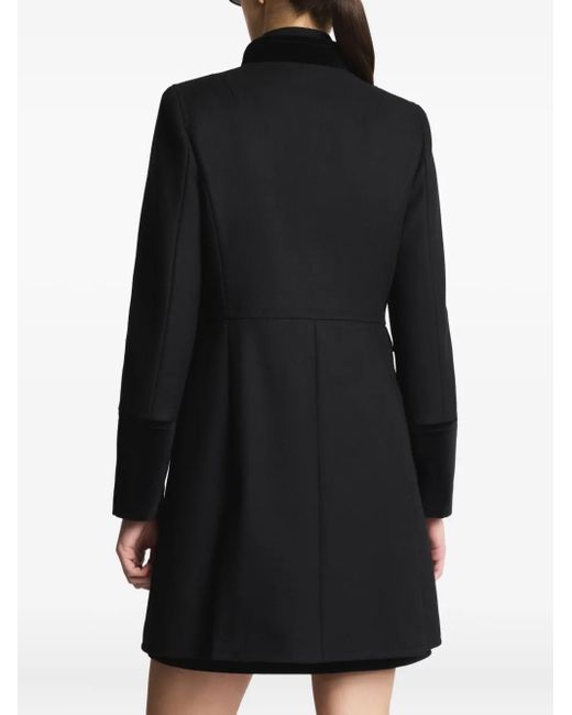 Fay Black Velvet-Trimmed Tailored Coat