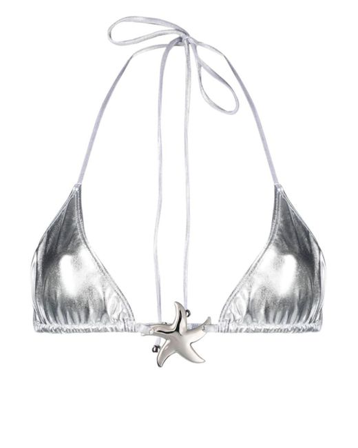 Leslie Amon Metallicfinish Bikini Top in White Lyst