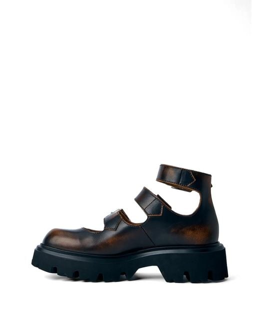 Vivienne Westwood Blue Bacchus Buckle-Straps Leather Boots