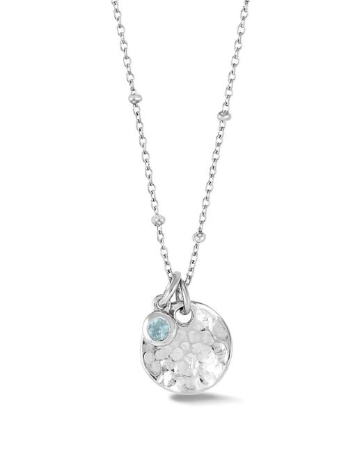 Dower & Hall White Hammered-Disc Aquamarine-Pendent Necklace