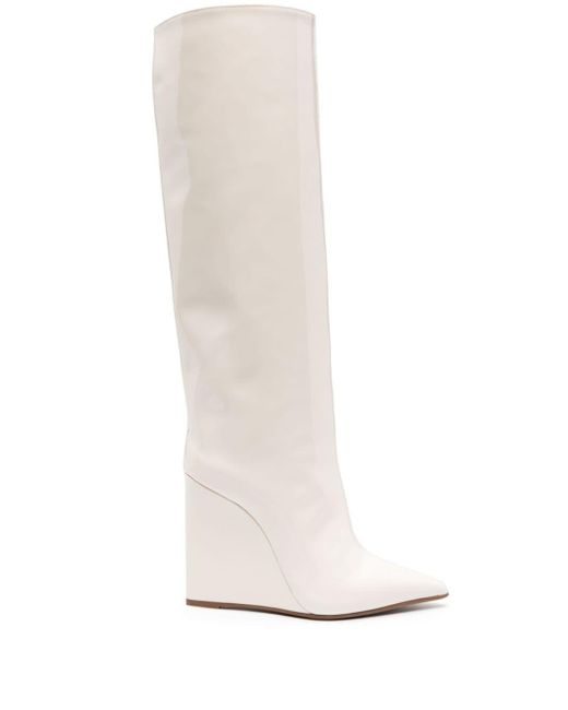 Le Silla White Kira 120mm Patent Wedge Boots
