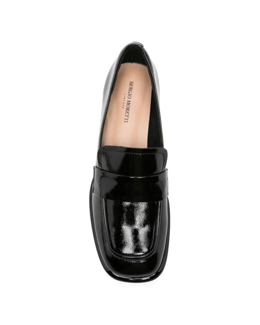 SERGIO MORETTI FIRENZE Black Mocassins Vernis À Bout Carré