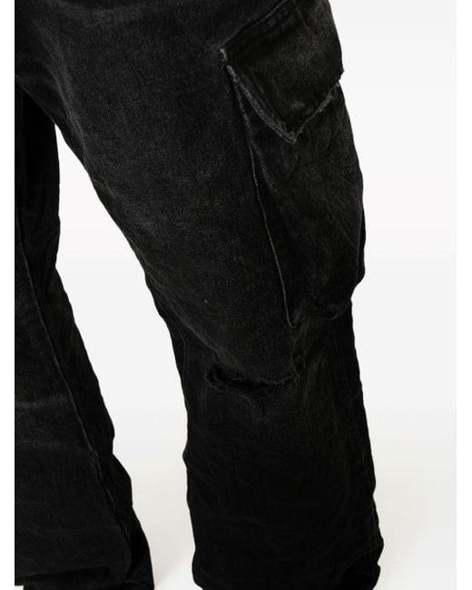 Jeans a gamba ampia con effetto vissuto di Purple Brand in Black da Uomo