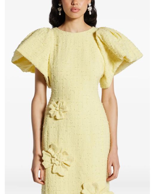 LEO LIN Luconda Tweed Jurk Met Bloem-Applicatie in het Metallic