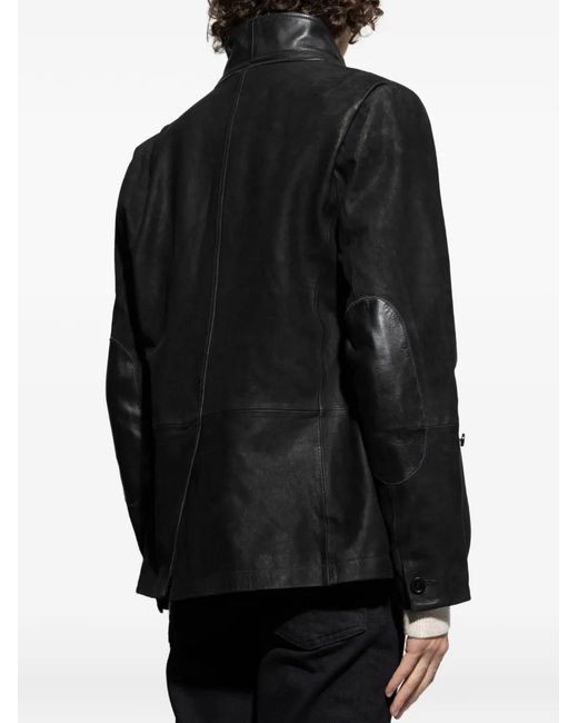 AllSaints Black Survey Double-Layered Suede Jacket for men