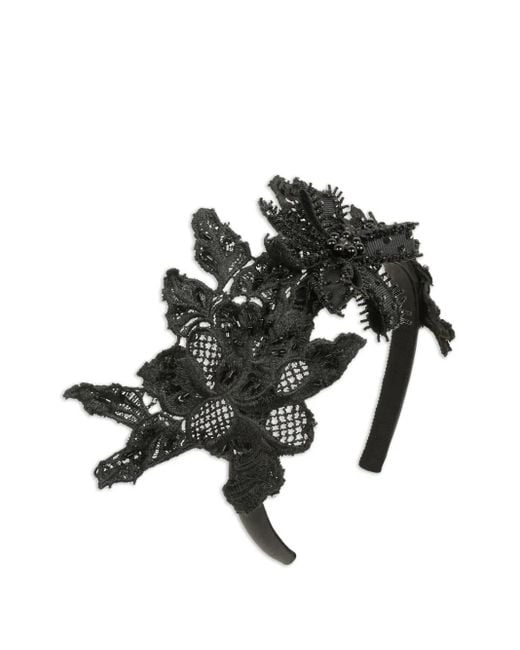 Jennifer Behr Black Alberta Beaded Floral Headband