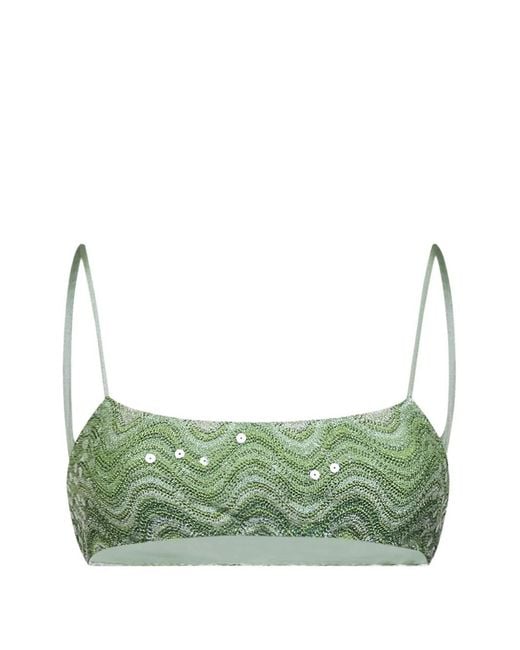 Mc2 Saint Barth Green Rachel Sequin-Embellished Bikini Top