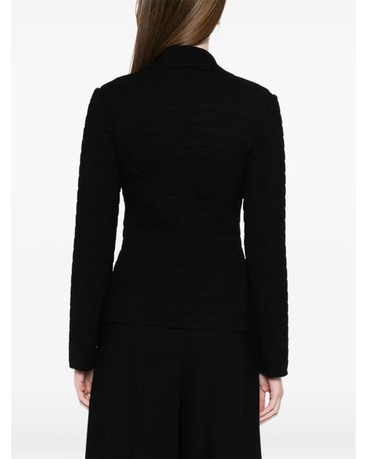 Emporio Armani Black Button-Up Textured Jacket