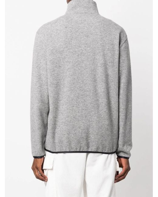 Brunello Cucinelli Gray Embroidered Roll-Neck Sweatshirt for men