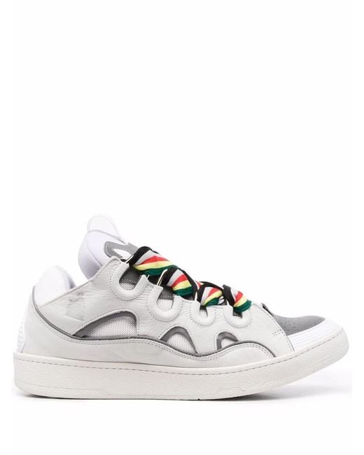 Lanvin White Curb Leather Trainers for men