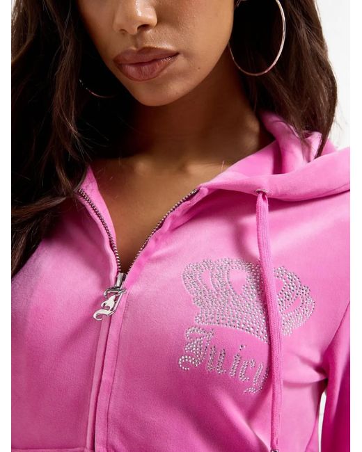 Juicy Couture Pink Gothic Crown Velour Hoodie