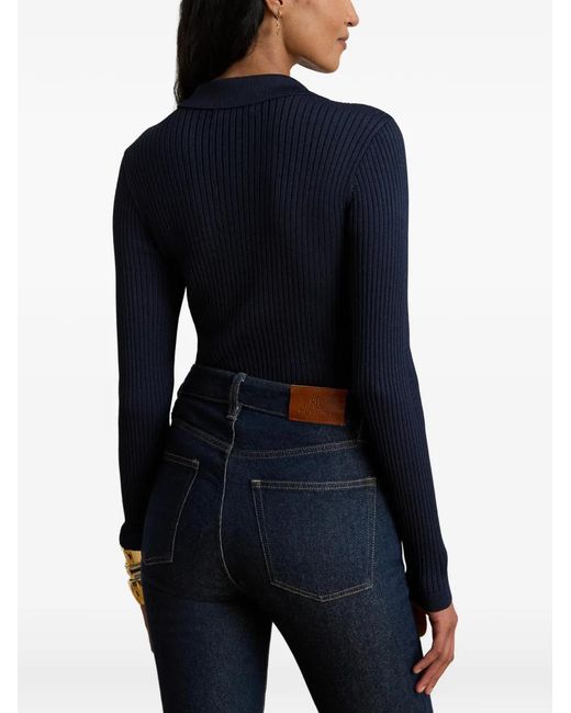 Ralph Lauren Blue Rib-Knit Long-Sleeve Sweater