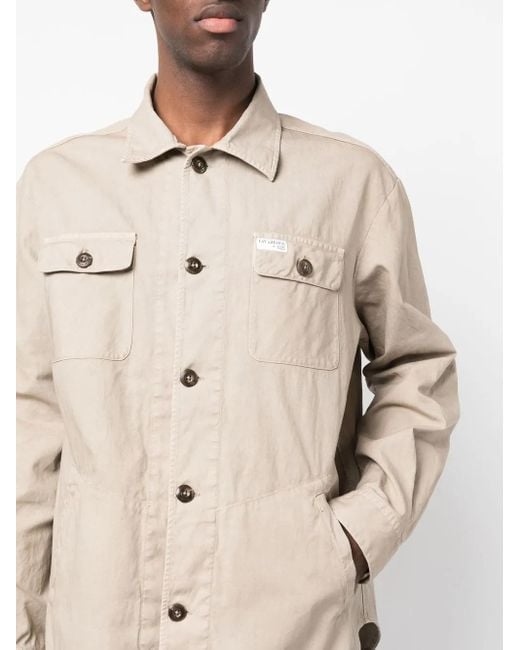 Fay Button-Down Shirtjack in het Natural voor heren
