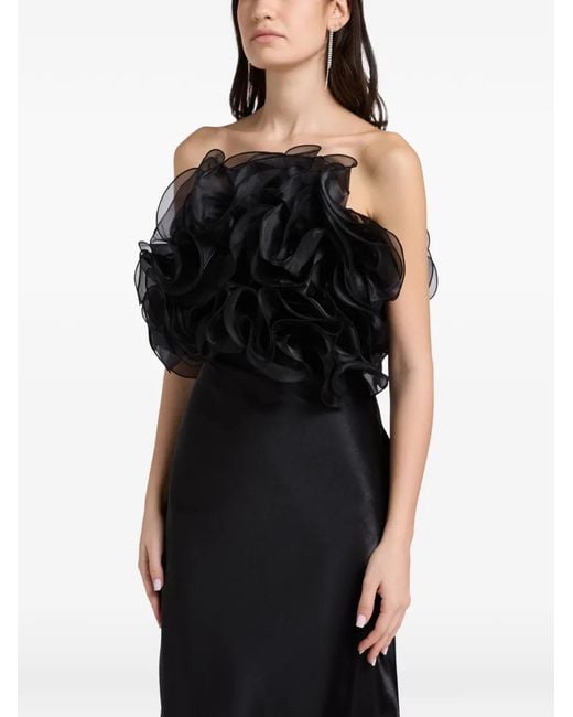 L'idée Black Cou Cou Ruffled Strapless Top
