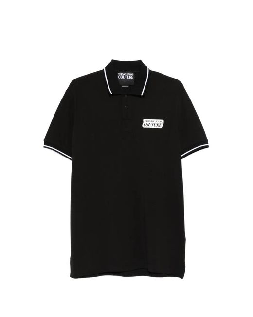 Versace Jeans Couture Black Logo-Detail Polo Shirt for men