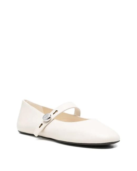 Tory Burch White Romy Leather Ballets