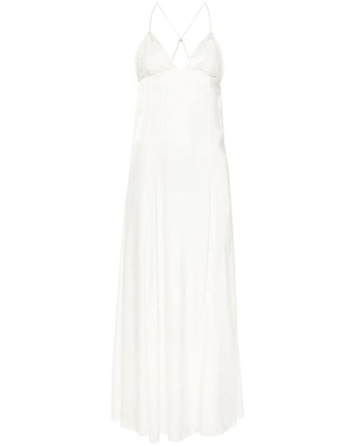 Forte Forte White Lace-panelled Silk Maxi Dress