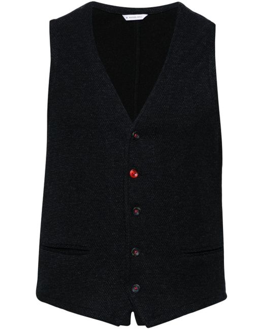 Manuel Ritz Black Textured Fine-knit Waistcoat for men
