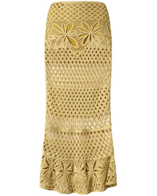Pinko Metallic 'Crispo' Midi Skirt Embroidered