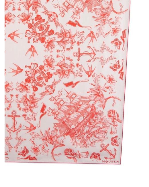 Alexander McQueen Pink Sailor Tattoo Seidenschal