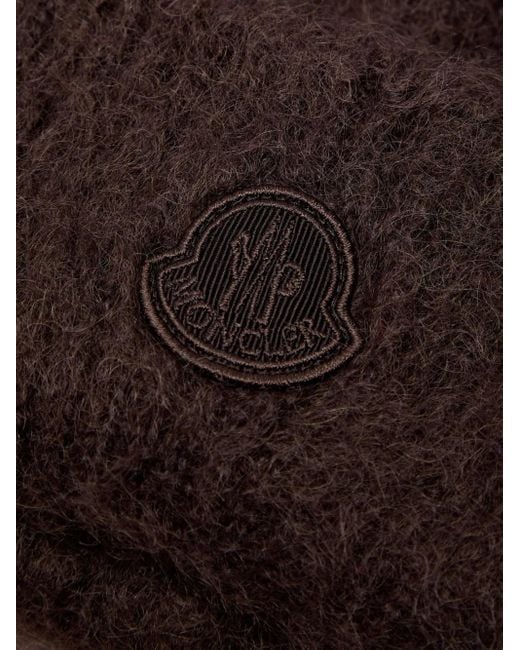 Moncler Brown Logo-Patch Beanie Hat