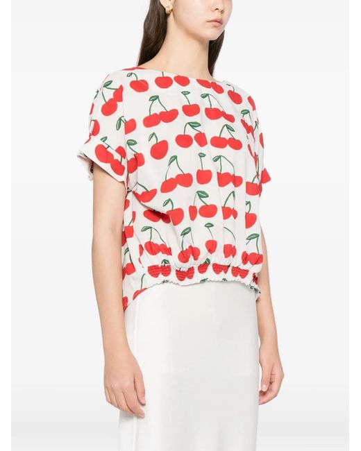 BLAKLACE Red Cherry-Print Blouse