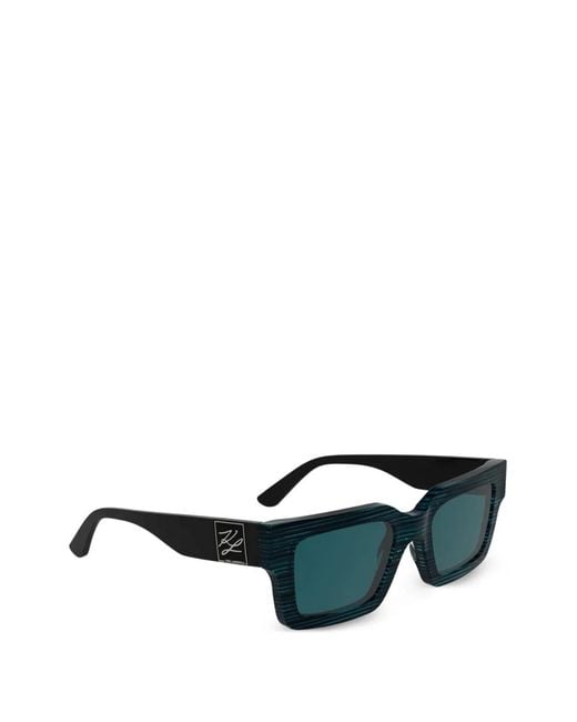 Karl Lagerfeld Blue Rectangle-Frame Sunglasses