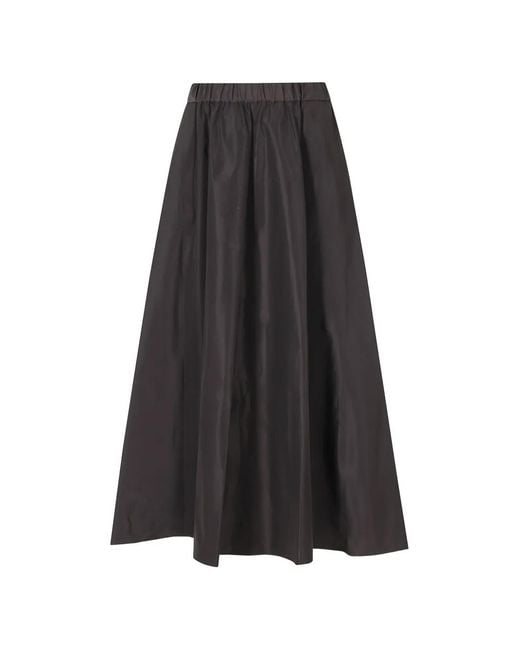 Aspesi Black Elasticated-Waistband Flared Midi Skirt