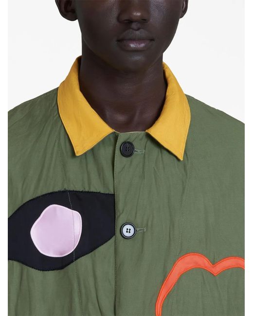 Marni Green Logo-Patch Shirt Jacket for men