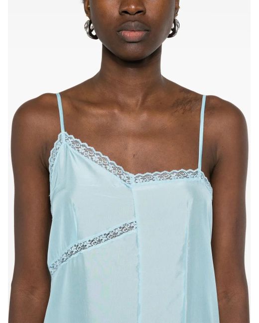 MM6 by Maison Margiela Blue Asymmetric Silk Maxi Dress