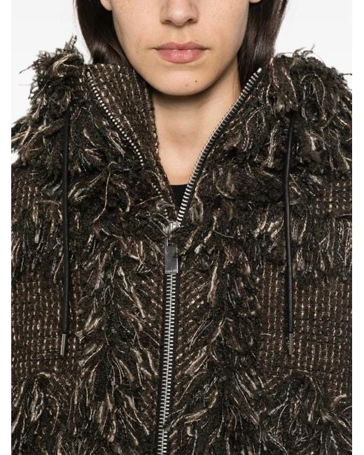 Sacai Brown Fringe-Trimmed Hooded Jacket