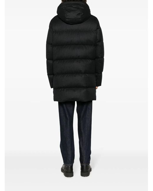 Woolrich Black Detachable-Hood Quilted Padded Coat for men