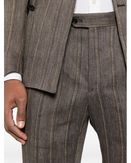 Tagliatore Gray Double-Breasted Striped-Pattern Suit for men