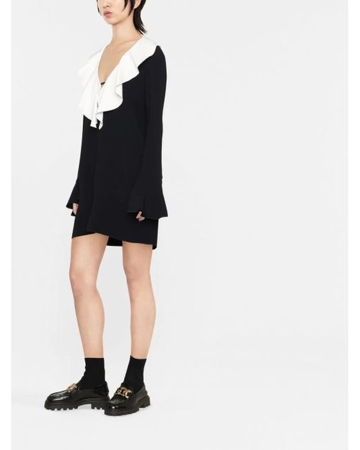 N°21 Black V-Neck Ruffle-Detail Dress