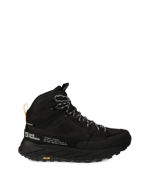 Jack Wolfskin Black Terraquest Texapore Perforated Ankle Sneakers for men
