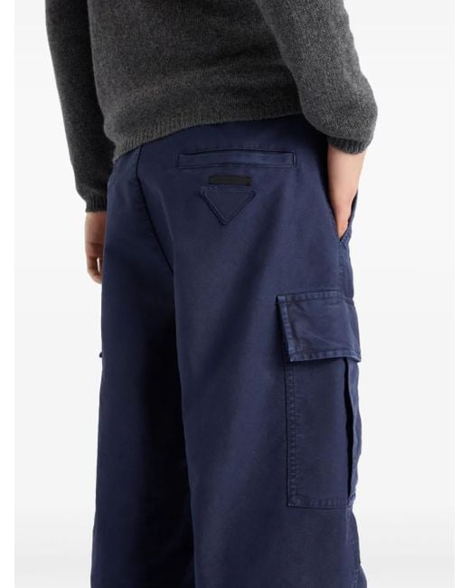 Prada Blue Cotton Cargo Pants for men